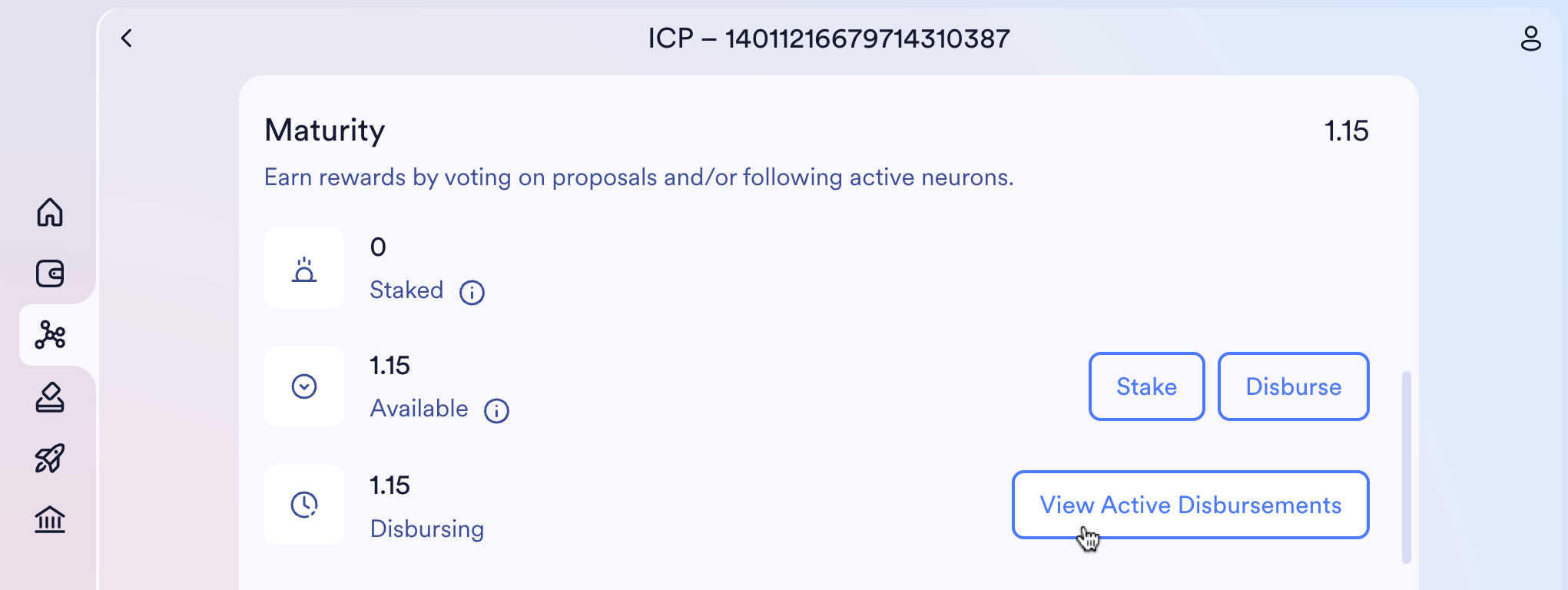 &quot;View Active Disbursements&quot; button